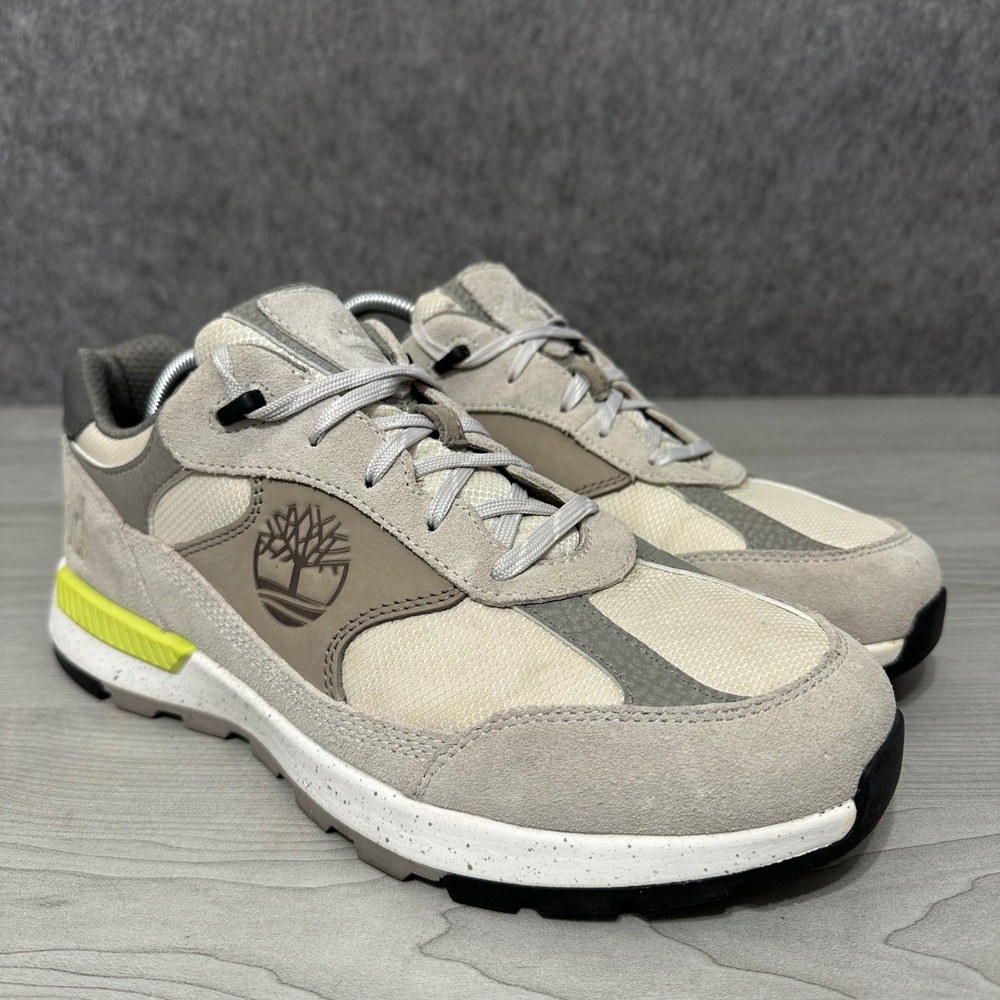 Timberland Field Trekker Sneakers Mens 10.5 Grey Neon Yellow Suede Mesh A2ESX
